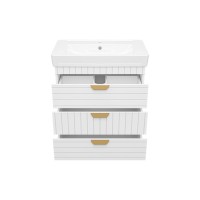 GLOSTER - 80 Тумба с 3 ящ. напольная, белый / раковина