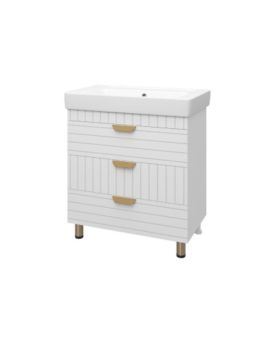 GLOSTER - 80 Тумба с 3 ящ. напольная, белый / раковина