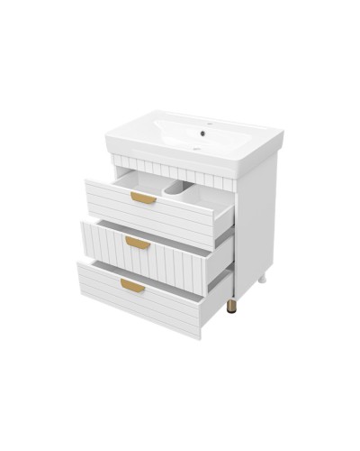 GLOSTER - 80 Тумба с 3 ящ. напольная, белый / раковина