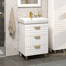 GLOSTER - 60 Тумба с 3 ящ. напольная, белый / раковина