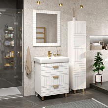 GLOSTER - 70 Тумба с 3 ящ. напольная, белый / раковина