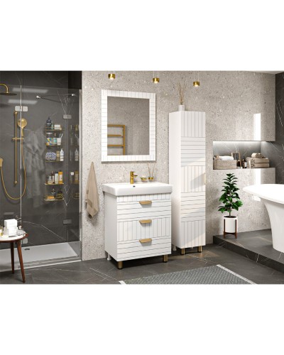 GLOSTER - 70 Тумба с 3 ящ. напольная, белый / раковина