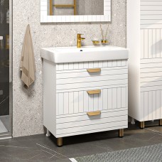 GLOSTER - 80 Тумба с 3 ящ. напольная, белый / раковина