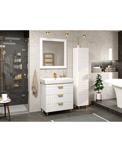 GLOSTER - 80 Тумба с 3 ящ. напольная, белый / раковина