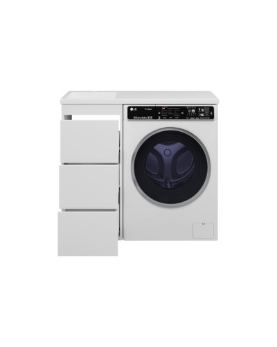 GRAFIT - 40 Тумба напольная 3 ящ. БЕЛАЯ под стиральную машину / раковина Камилла левая