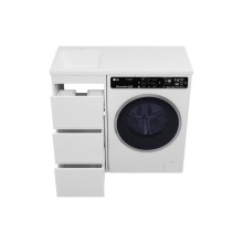 GRAFIT - 40 Тумба напольная 3 ящ. БЕЛАЯ под стиральную машину / раковина Камилла левая