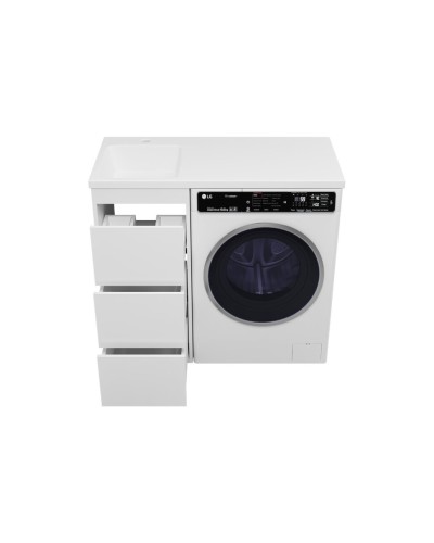 GRAFIT - 40 Тумба напольная 3 ящ. БЕЛАЯ под стиральную машину / раковина Камилла левая