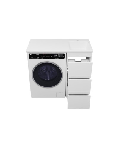 GRAFIT - 40 Тумба напольная 3 ящ. БЕЛАЯ под стиральную машину / раковина Камилла левая