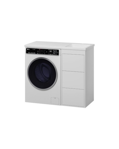 GRAFIT - 40 Тумба напольная 3 ящ. БЕЛАЯ под стиральную машину / раковина Камилла левая