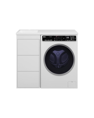 GRAFIT - 40 Тумба напольная 3 ящ. БЕЛАЯ под стиральную машину / раковина Камилла левая