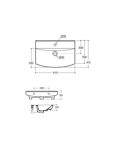 Клермонт - 60 тумба подвесная 2 ящ. / раковина