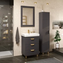 GLOSTER - 60 Тумба с 3 ящ. напольная, графит / раковина