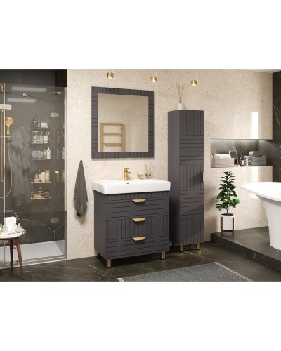 GLOSTER - 80 Тумба с 3 ящ. напольная, графит / раковина