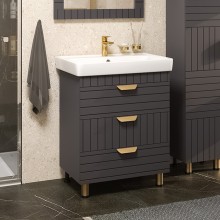 GLOSTER - 70 Тумба с 3 ящ. напольная, графит / раковина