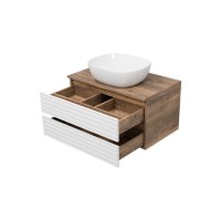 DAKOTA - 80 Тумба подвесная 2 ящ. (ДСП (Дуб Гал/ Белый) / раковина