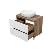 DAKOTA - 80 Тумба напольная 2 ящ.  (ДСП (Дуб Гал/ Белый) / раковина