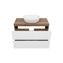 DAKOTA -100 Тумба напольная 2 ящ. (ДСП (Дуб Гал. Белый) / раковина