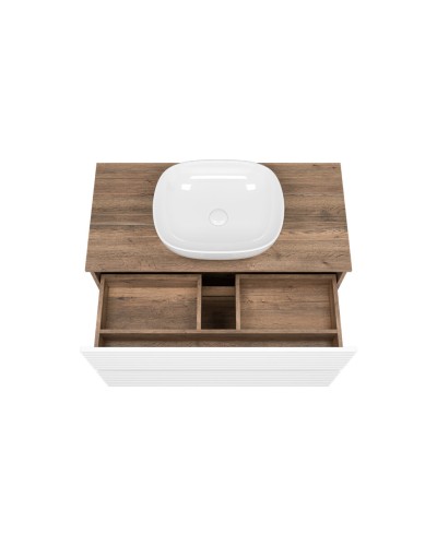 DAKOTA -100 Тумба напольная 2 ящ. (ДСП (Дуб Гал. Белый) / раковина