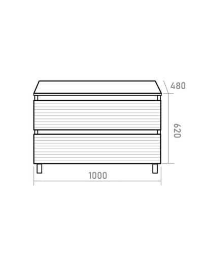 DAKOTA -100 Тумба напольная 2 ящ. (ДСП (Дуб Гал. Белый) / раковина