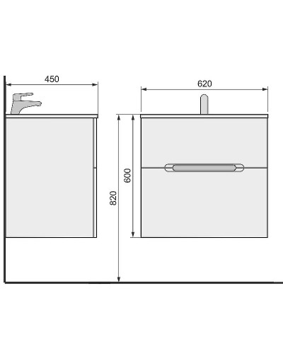Тумба под раковину Jorno Modul 65 Mоl.01.62/P/W подвесная Белый глянец