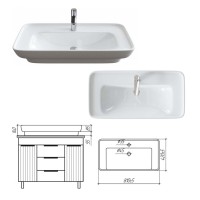 ENFIDA -100 Тумба напольная 3 ящ. бежевая эмаль / раковина