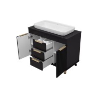 ENFIDA -100 Тумба напольная 3 ящ. черная мат. эмаль / раковина