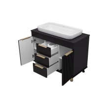 ENFIDA -100 Тумба напольная 3 ящ. черная мат. эмаль / раковина