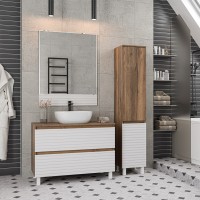 DAKOTA -100 Тумба напольная 2 ящ. (ДСП (Дуб Гал. Белый) / раковина