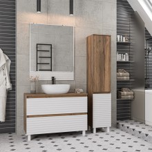 DAKOTA -100 Тумба напольная 2 ящ. (ДСП (Дуб Гал. Белый) / раковина