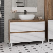DAKOTA -100 Тумба напольная 2 ящ. (ДСП (Дуб Гал. Белый) / раковина