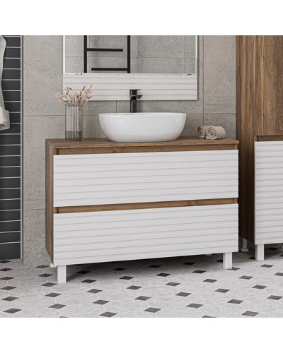 DAKOTA -100 Тумба напольная 2 ящ. (ДСП (Дуб Гал. Белый) / раковина