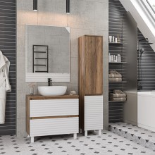 DAKOTA - 80 Тумба напольная 2 ящ.  (ДСП (Дуб Гал/ Белый) / раковина