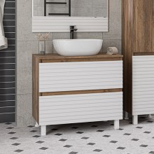 DAKOTA - 80 Тумба напольная 2 ящ.  (ДСП (Дуб Гал/ Белый) / раковина