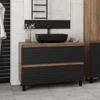 DAKOTA -100 Тумба напольная 2 ящ.  (ДСП (Дуб Гал. Черный кварц) / раковина