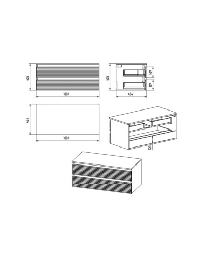 DAKOTA -100 Тумба подвесная 2 ящ.  (ДСП (Дуб Гал. Черный кварц) / раковина