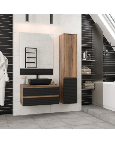 DAKOTA - 80 Тумба подвесная 2 ящ.  (ДСП (Дуб Гал. Черный кварц) / раковина