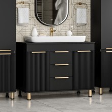 ENFIDA -100 Тумба напольная 3 ящ. черная мат. эмаль / раковина