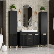 ENFIDA -100 Тумба напольная 3 ящ. черная мат. эмаль / раковина