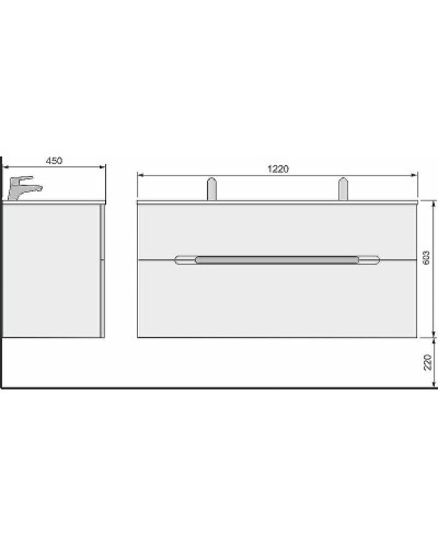 Тумба под раковину Jorno Modul 120 Mоl.01.122/P/W подвесная Белый глянец