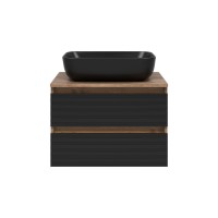 DAKOTA - 60 Тумба подвесная 2 ящ.  (ДСП (Дуб Гал. Черный кварц) / раковина