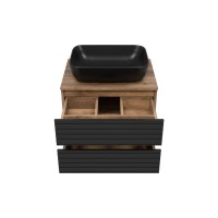 DAKOTA - 60 Тумба подвесная 2 ящ.  (ДСП (Дуб Гал. Черный кварц) / раковина