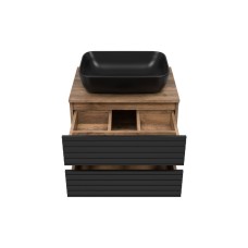 DAKOTA - 60 Тумба подвесная 2 ящ.  (ДСП (Дуб Гал. Черный кварц) / раковина