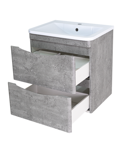 Атлантик - 80 Тумба подвесная с 2 ящ. закруг. края серый камень