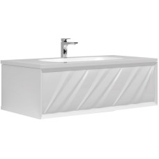 Тумба под раковину Marka One Glace 100П У73575 подвесная Белая глянцевая