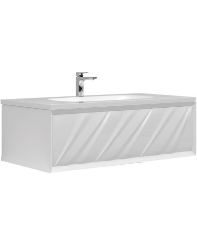Тумба под раковину Marka One Glace 100П У73575 подвесная Белая глянцевая