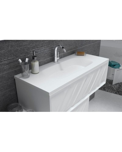 Тумба под раковину Marka One Glace 100П У73575 подвесная Белая глянцевая