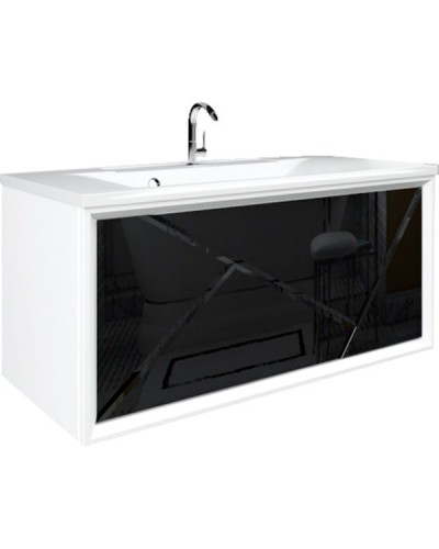 Тумба под раковину Marka One Seattle 90П У72804 подвесная Mosaic Classic Black