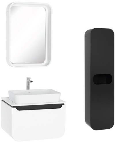 Тумба с раковиной Creavit Pion Plus 70 PN0070.01.BGR+UL060 подвесная Белая Серая