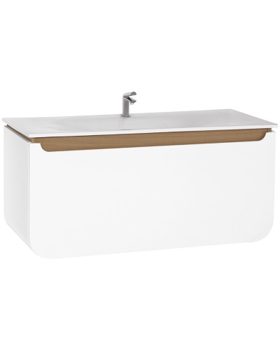 Тумба с раковиной Creavit Pion 120 PN0120.01.BDM+DP120 подвесная Белая Дуб