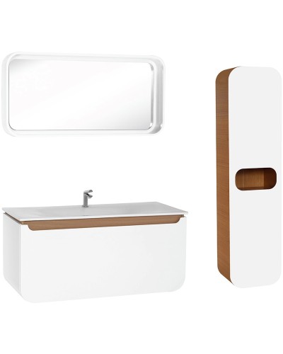 Тумба с раковиной Creavit Pion 120 PN0120.01.BDM+DP120 подвесная Белая Дуб